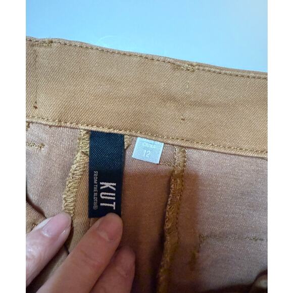 KUT from the Kloth Straight Leg Pants 12 Brown Mid Rise Stretch Chino Trouser - Picture 2 of 11